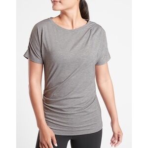 Athleta Grey Ruched Paisley Short Sleeve T-Shirt
